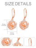 wholesale Rose Gold Plated 925 Sterling Silver Crystal Rose Leverback Dangle Drop Earrings for Women-0-1