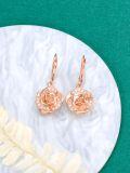 wholesale Rose Gold Plated 925 Sterling Silver Crystal Rose Leverback Dangle Drop Earrings for Women-0-3