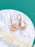 wholesale Rose Gold Plated 925 Sterling Silver Crystal Rose Leverback Dangle Drop Earrings for Women-0-4