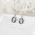 wholesale 925 Sterling Silver Black Onyx Nordic Filigree Rose Drop Leverback Earrings-0-3