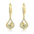 wholesale 925 Sterling Silver Plated Gold  Blue Crystal Lily Drop Earrings Leverback  for Her-0-0