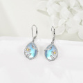 wholesale 925 Sterling Silver Teardrop Moonstone Flower Drop Earrings-0-3