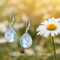 wholesale 925 Sterling Silver Teardrop Moonstone Flower Drop Earrings-0-5
