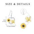 wholesale 925 Sterling Silver Heart-Shaped Honeybee & Sunflower Drop Earrings for Women - Hypoallergenic  Idea-0-1