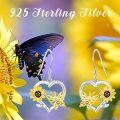 wholesale 925 Sterling Silver Heart-Shaped Honeybee & Sunflower Drop Earrings for Women - Hypoallergenic  Idea-0-5