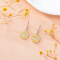 wholesale 925 Sterling Silver Sunflower Shape Hypoallergenic Hoop Earrings for Women-0-3