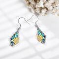 wholesale S925 Sterling Silver Abalone Shell Sunflower CZ Drop Earrings for Women s-0-4