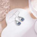 wholesale 925 Sterling Silver Blue Enamel Teardrop Lotus Flower Moon Phase Dangle Earrings for Women Mothers Day Gift-0-3
