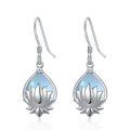 wholesale 925 Sterling Silver Lotus Flower Opalite Teardrop Dangle Earrings for Women Hypoallergenic  Ideas-0-0