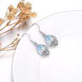 wholesale 925 Sterling Silver Lotus Flower Opalite Teardrop Dangle Earrings for Women Hypoallergenic  Ideas-0-3