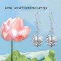 wholesale 925 Sterling Silver Lotus Flower Opalite Teardrop Dangle Earrings for Women Hypoallergenic  Ideas-0-5