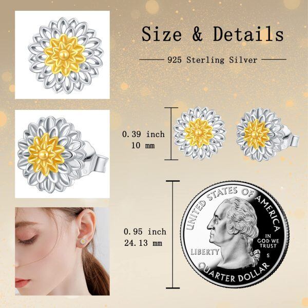 Sterling Silver Dahlia Flower Stud Earrings-1