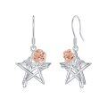 wholesale 925 Sterling Silver Rose Gold Star Flower Drop Earrings Gift for Women Girl-0-0