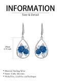 wholesale 925 Sterling Silver Teardrop Blue Enamel Rose Dangle Earrings for Women Girls Mom Wife-0-1