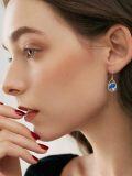wholesale 925 Sterling Silver Teardrop Blue Enamel Rose Dangle Earrings for Women Girls Mom Wife-0-2