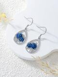 wholesale 925 Sterling Silver Teardrop Blue Enamel Rose Dangle Earrings for Women Girls Mom Wife-0-3