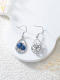 wholesale 925 Sterling Silver Teardrop Blue Enamel Rose Dangle Earrings for Women Girls Mom Wife-0-4