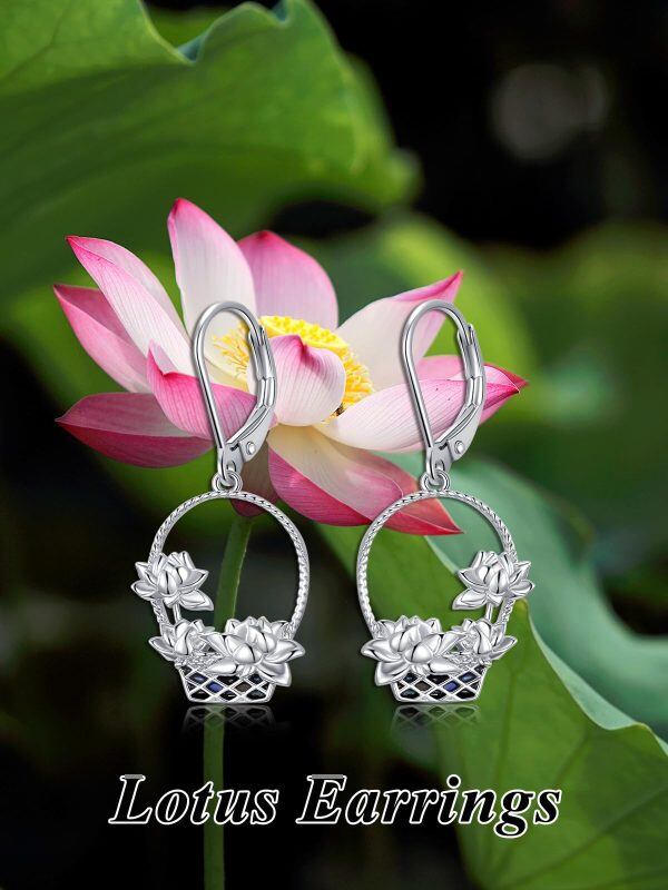 Sterling Silver Dragonfly Lotus Flower Dangle Earrings with Abalone Shell-5