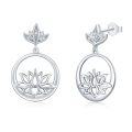 wholesale 925 Sterling Silver Non-Precious Stone Lotus Flower Heart Stud Earrings for Women and Girls - Hypoallergenic Jewelry-0-0