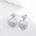 wholesale 925 Sterling Silver Non-Precious Stone Lotus Flower Heart Stud Earrings for Women and Girls - Hypoallergenic Jewelry-0-3