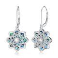 wholesale 925 Sterling Silver Abalone Shell Flower Drop Earrings-0-0