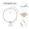 wholesale 925 Sterling Silver & CZ Sunflower Charm Bracelet for Women - Adjustable 8-10 Inches-0-1