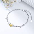 wholesale 925 Sterling Silver & CZ Sunflower Charm Bracelet for Women - Adjustable 8-10 Inches-0-4
