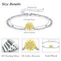 wholesale 925 Sterling Silver Yellow Gold Plated CZ Sunflower Adjustable Bracelet for Women's -0-1