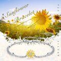wholesale 925 Sterling Silver Yellow Gold Plated CZ Sunflower Adjustable Bracelet for Women's -0-5