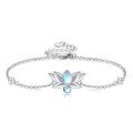 wholesale 925 Sterling Silver Lotus Evil Eye Bracelet with Moonstone - Gifts for Women & Girls-0-0