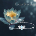 wholesale 925 Sterling Silver Lotus Evil Eye Bracelet with Moonstone - Gifts for Women & Girls-0-5