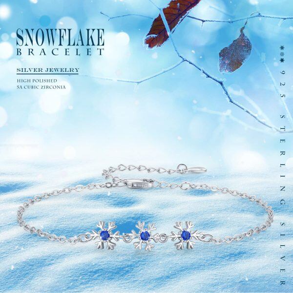 Sterling Silver Snowflake Chain Bracelets-5