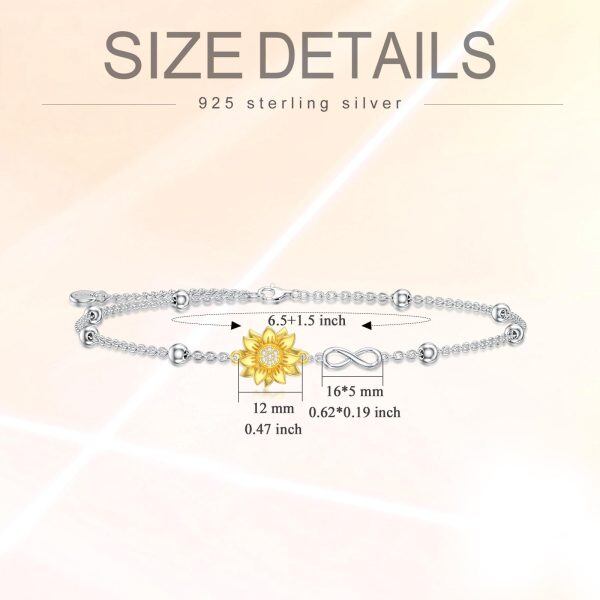 Sterling Silver Infinity Sunflower Chain Bracelets-1