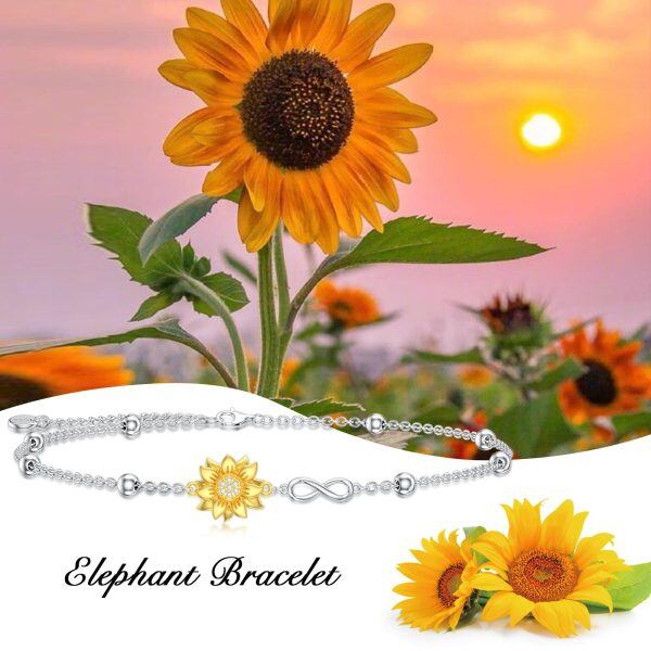 Sterling Silver Infinity Sunflower Chain Bracelets-5