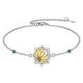 wholesale 925 Sterling Silver Gold Plated Sunflower Charm Bracelet with Green Crystal Accents for Women-0-0