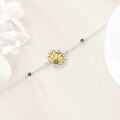 wholesale 925 Sterling Silver Gold Plated Sunflower Charm Bracelet with Green Crystal Accents for Women-0-4