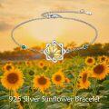 wholesale 925 Sterling Silver Gold Plated Sunflower Charm Bracelet with Green Crystal Accents for Women-0-5