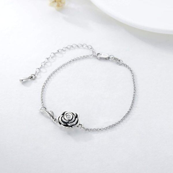 Sterling Silver Rose Flower Cremation Urn Bracelet-2