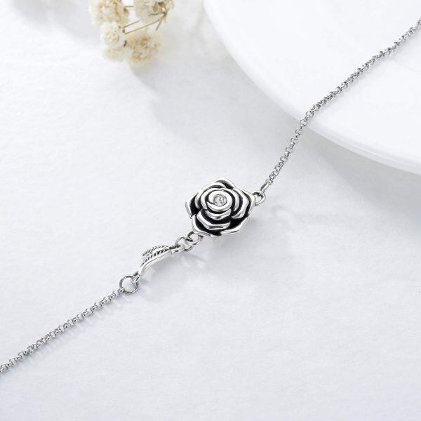 Sterling Silver Rose Flower Cremation Urn Bracelet-4