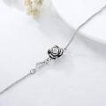 wholesale 925 Sterling Silver Rose Charm Cremation Jewelry Bracelet with Red Crystal and Leaf Pendant for Women-0-10