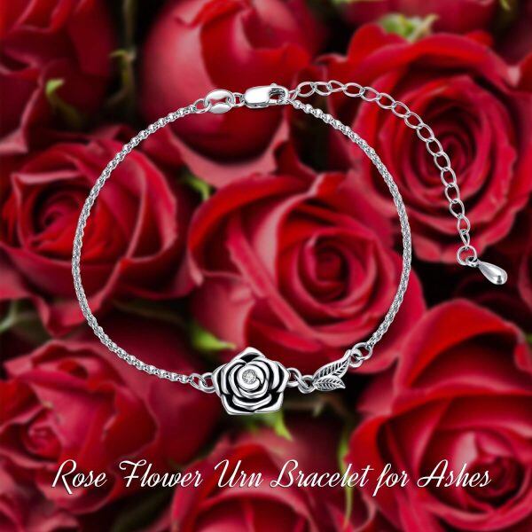 Sterling Silver Rose Flower Cremation Urn Bracelet-5