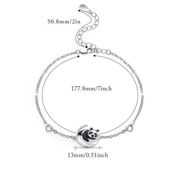 Sterling Silver Panda Chain Bracelets-1