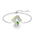 wholesale 925 Sterling Silver Daisy Flower Bracelet with Adjustable Length - Emerald & Yellow CZ Accents Perfect April Birthday Gift for Her-0-0