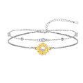 wholesale 925 Sterling Silver Sunflower Pearl Anklet for Women - Adjustable Size s-0-0