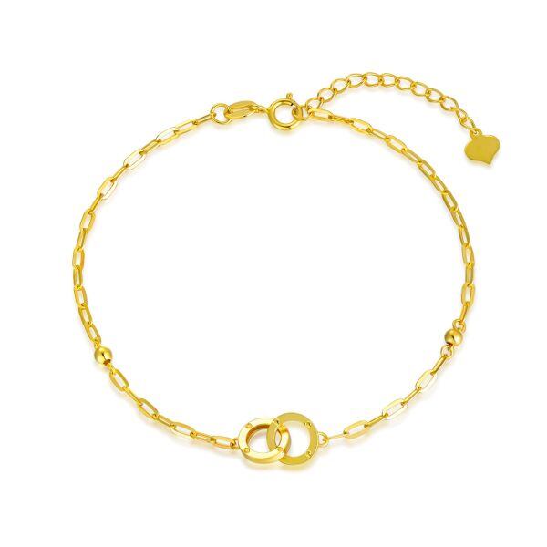 18K Gold Double Circle Chain Bracelets-0