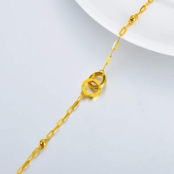 18K Gold Double Circle Chain Bracelets-3