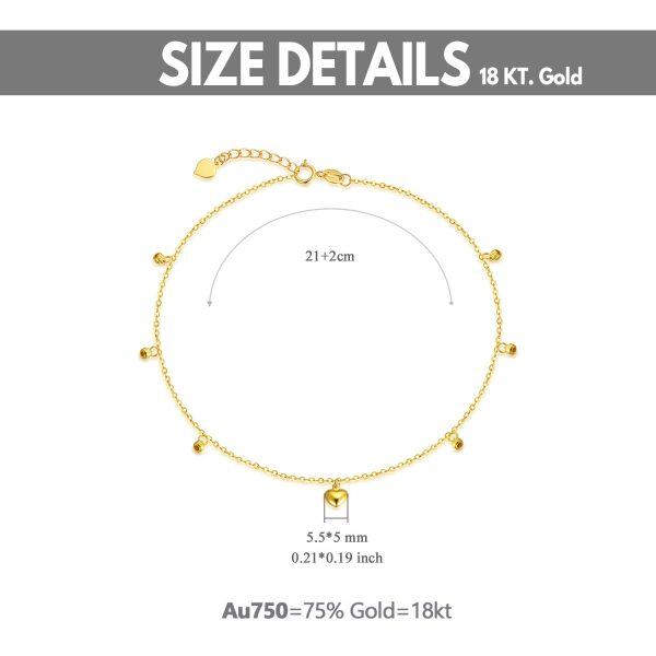 18K Yellow Gold Heart Chain Ankle Bracelets-1