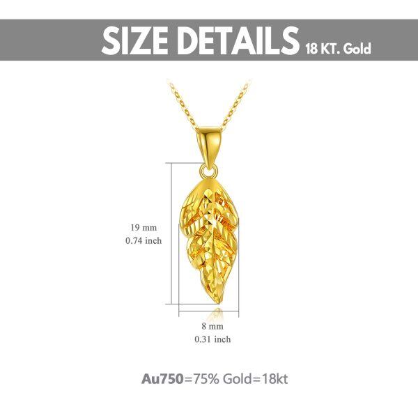 18K Gold Leaves Feather Pendant Necklace-1