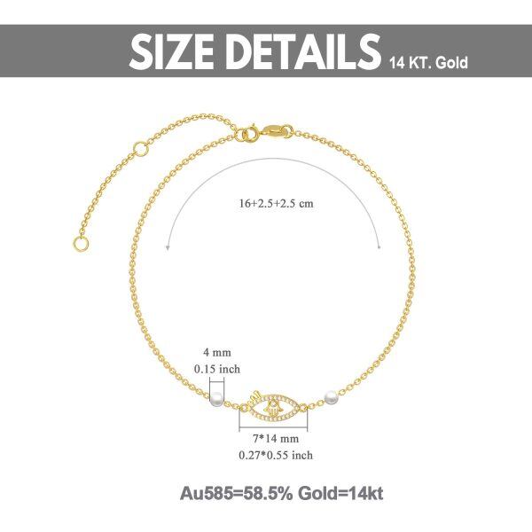 14K Gold Evil Eye Chain Bracelets-2