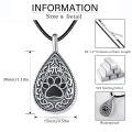wholesale 925 Sterling Silver Tear Drop Celtic Knot Pet Paw Print Urn Keepsake Memorial Jewelry with Funnel and Fill Tool for Dogs/Cats Ashes (Black)-0-12